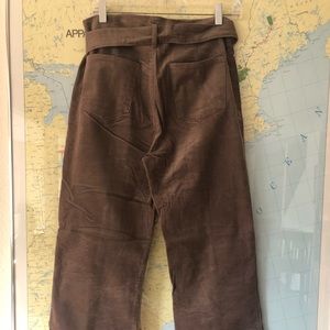 Brown corduroy wide-leg pants w/ belt
